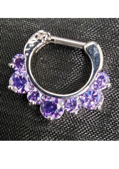 16g Fancy Purple Jewelled Septum Clicker image 0